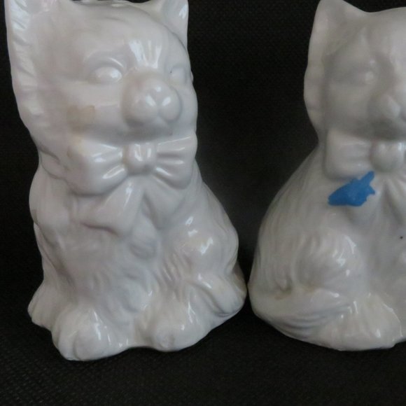*Vintage* White CAT Salt & Pepper Shakers Unpainted 3.75" (F53) - Picture 4 of 7